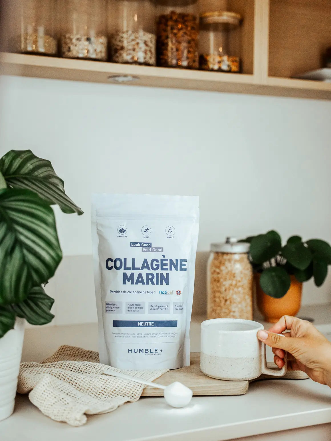Le sachet de collagène marin dans la cuisine