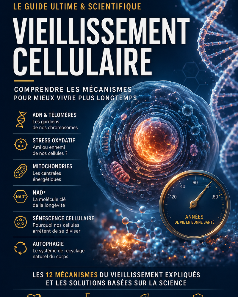 Vieillissement cellulaire : ADN, télomères, mitochondries, NAD+.