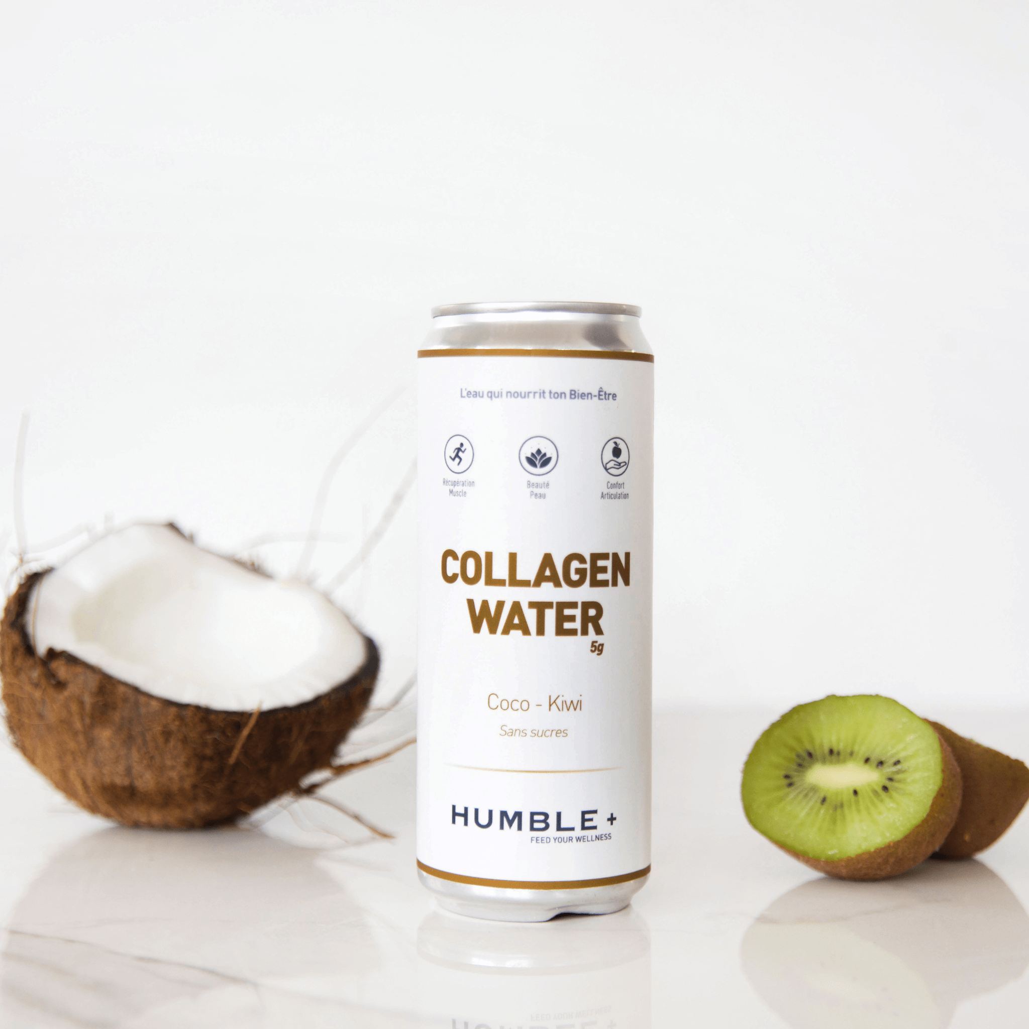 collagène à boire. Collagen water. Boisson au collagène marin. Humble+